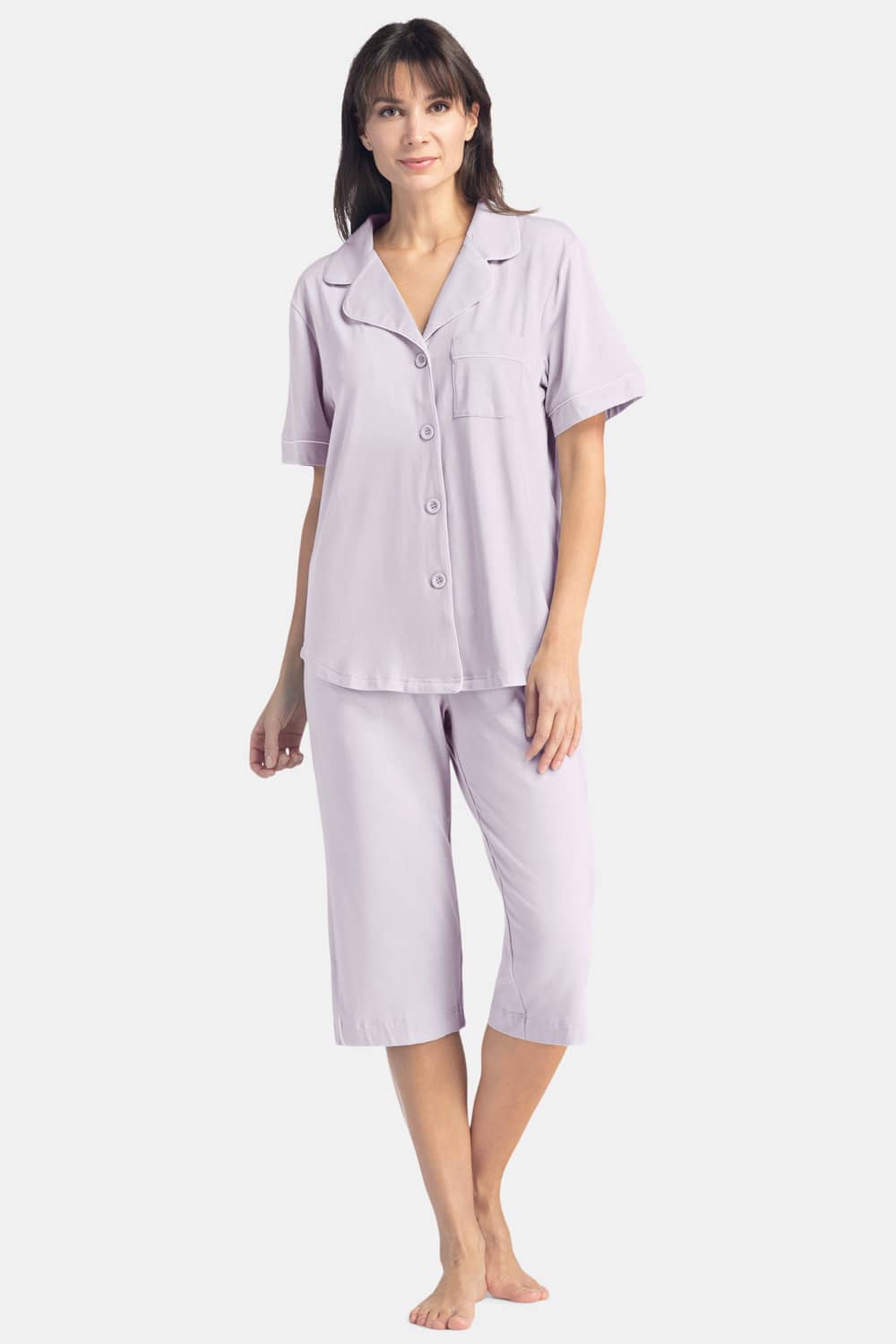 Women's EcoFabric™ Capri Pajama Set with Gift Box Womens>Sleep and Lounge>Pajamas Fishers Finery Lavender Fog X-Small