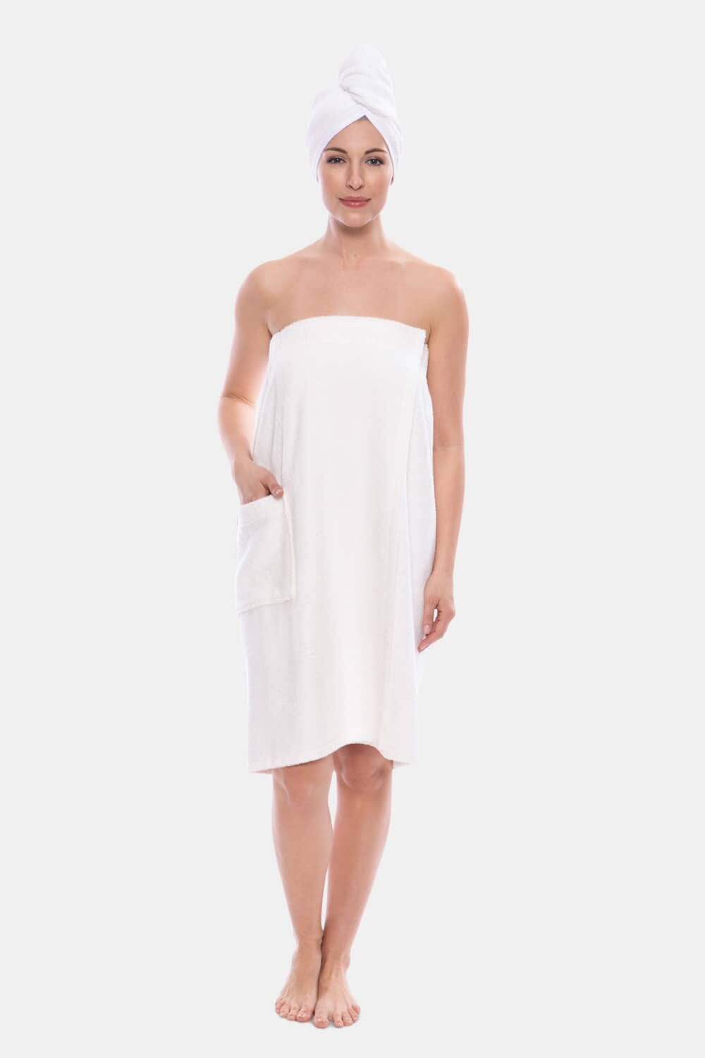 Texere Women's 2pc Terry Cloth Body and Hair Wrap Womens>Spa>Set Fishers Finery White S/M