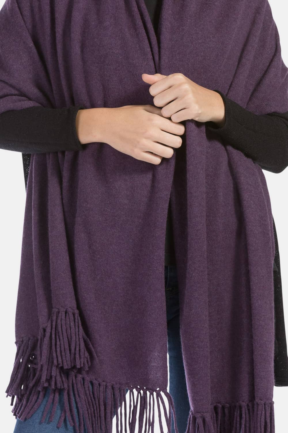 Women's 100% Pure Cashmere Knit Shawl Wrap with Fringe and Gift Box Womens>Accessories>Scarf Fishers Finery
