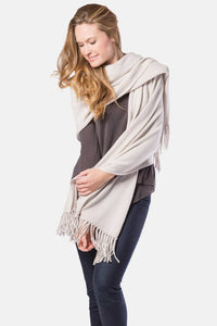 Women's 100% Pure Cashmere Knit Shawl Wrap with Fringe and Gift Box Womens>Accessories>Scarf Fishers Finery Stone
