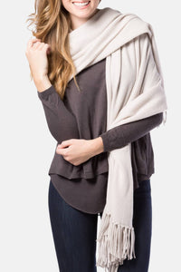 Women's 100% Pure Cashmere Knit Shawl Wrap with Fringe and Gift Box Womens>Accessories>Scarf Fishers Finery
