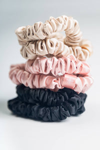 100% Pure Mulberry Silk Hair Scrunchies - Set of 6 Skinny Hair Ties Womens>Beauty>Hair Care Fishers Finery
