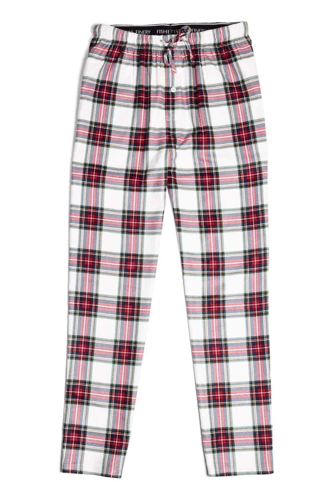 Men's EcoFlannel™ Plaid Pajama Pants Mens>Sleep and Lounge>Pants Fishers Finery Red White Plaid Small