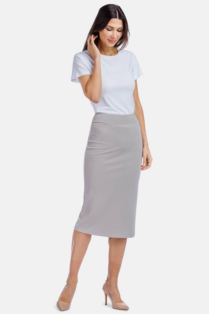 Women's Ponte Knit Midi Length Pencil Skirt Womens>Skirt Fishers Finery Gray Sky X-SMALL