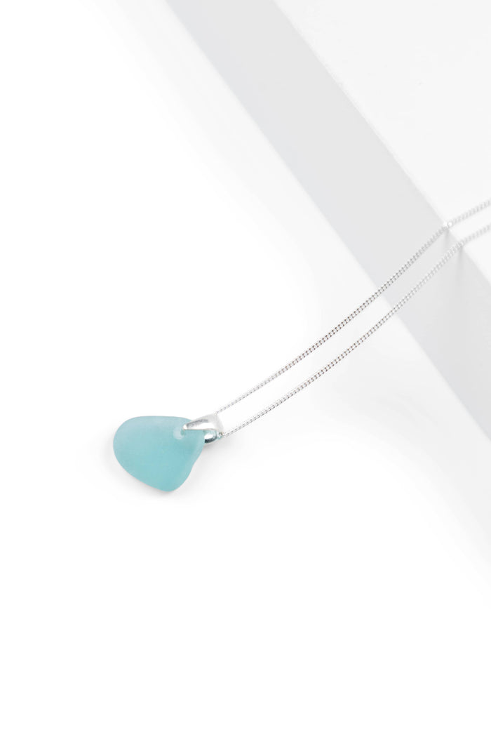 Sea Glass Pinch Bail Necklace with Gift Box Womens>Accessories>Jewelry Fishers Finery Aqua