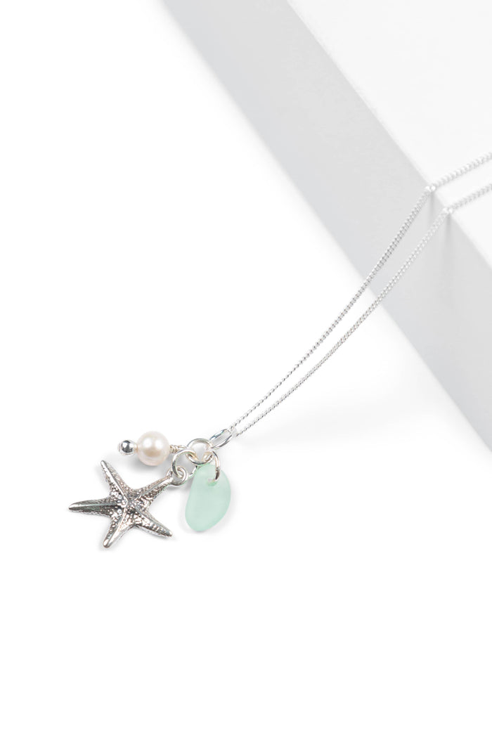 Starfish and Pearl Necklace with Gift Box Womens>Accessories>Jewelry Fishers Finery Seafoam
