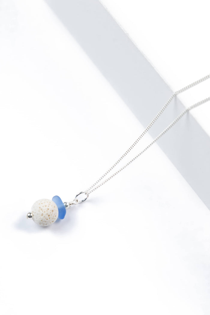Sea Glass & Diffuser Necklace with Gift Box Womens>Accessories>Jewelry Fishers Finery Cornflower