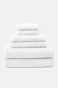 Texere 100% Organic Cotton Diamond Jacquard Towel Set Fishers Finery Bright White 6 Pack
