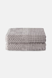 Texere 100% Organic Cotton Diamond Jacquard Towel Set Fishers Finery Cathedral Gray 2 Pack