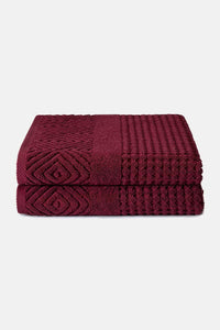 Texere 100% Organic Cotton Diamond Jacquard Towel Set Fishers Finery Merlot 2 Pack