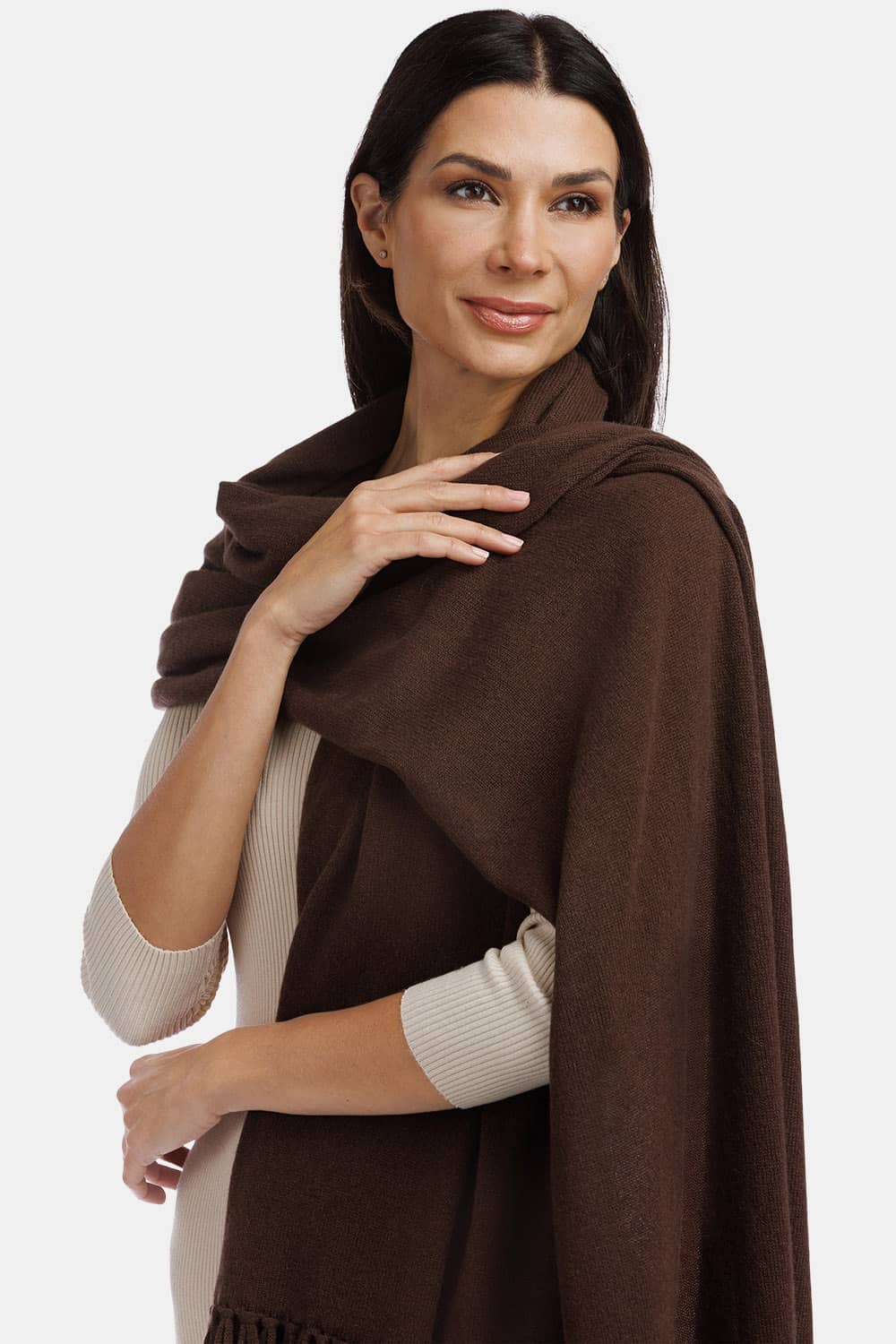 Women's 100% Pure Cashmere Knit Shawl Wrap with Fringe and Gift Box Womens>Accessories>Scarf Fishers Finery