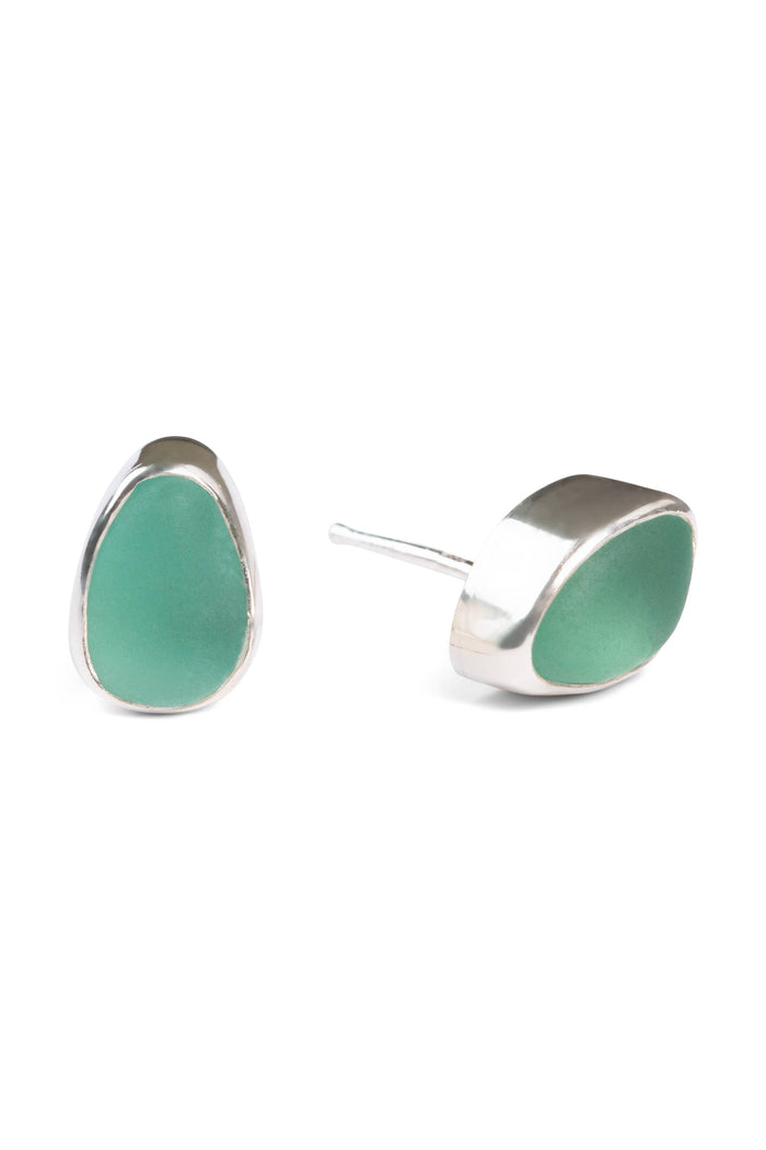 Sea Glass Small Post Earrings with Gift Box Womens>Accessories>Jewelry Fishers Finery Aqua