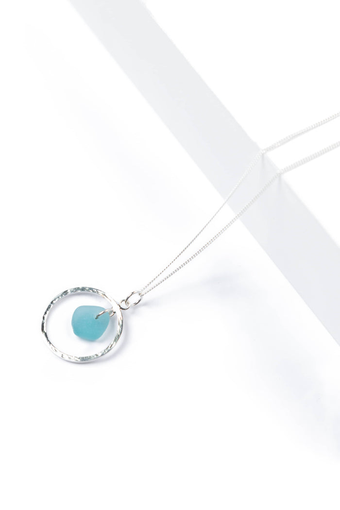 Karma Sea Glass Necklace with Gift Box Womens>Accessories>Jewelry Fishers Finery Aqua