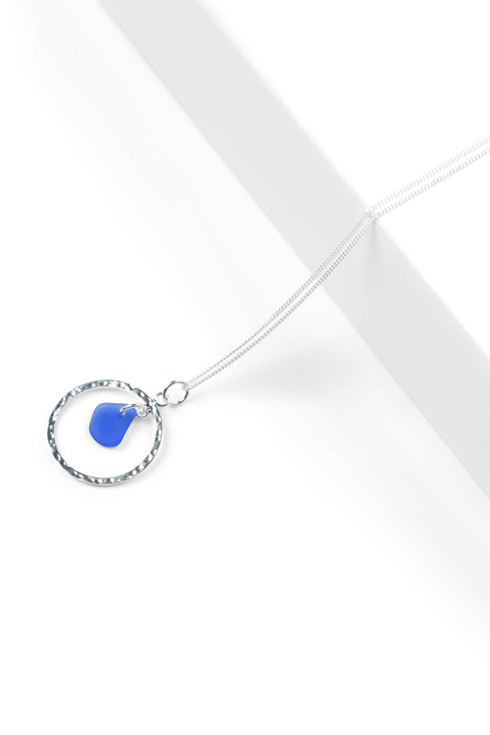 Karma Sea Glass Necklace with Gift Box Womens>Accessories>Jewelry Fishers Finery Cobalt