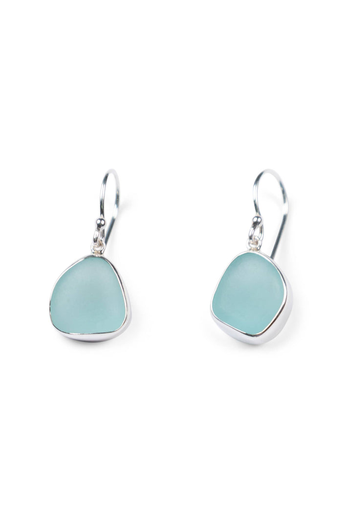 Bezel Sea Glass Set Earrings with Gift Box Womens>Accessories>Jewelry Fishers Finery Aqua