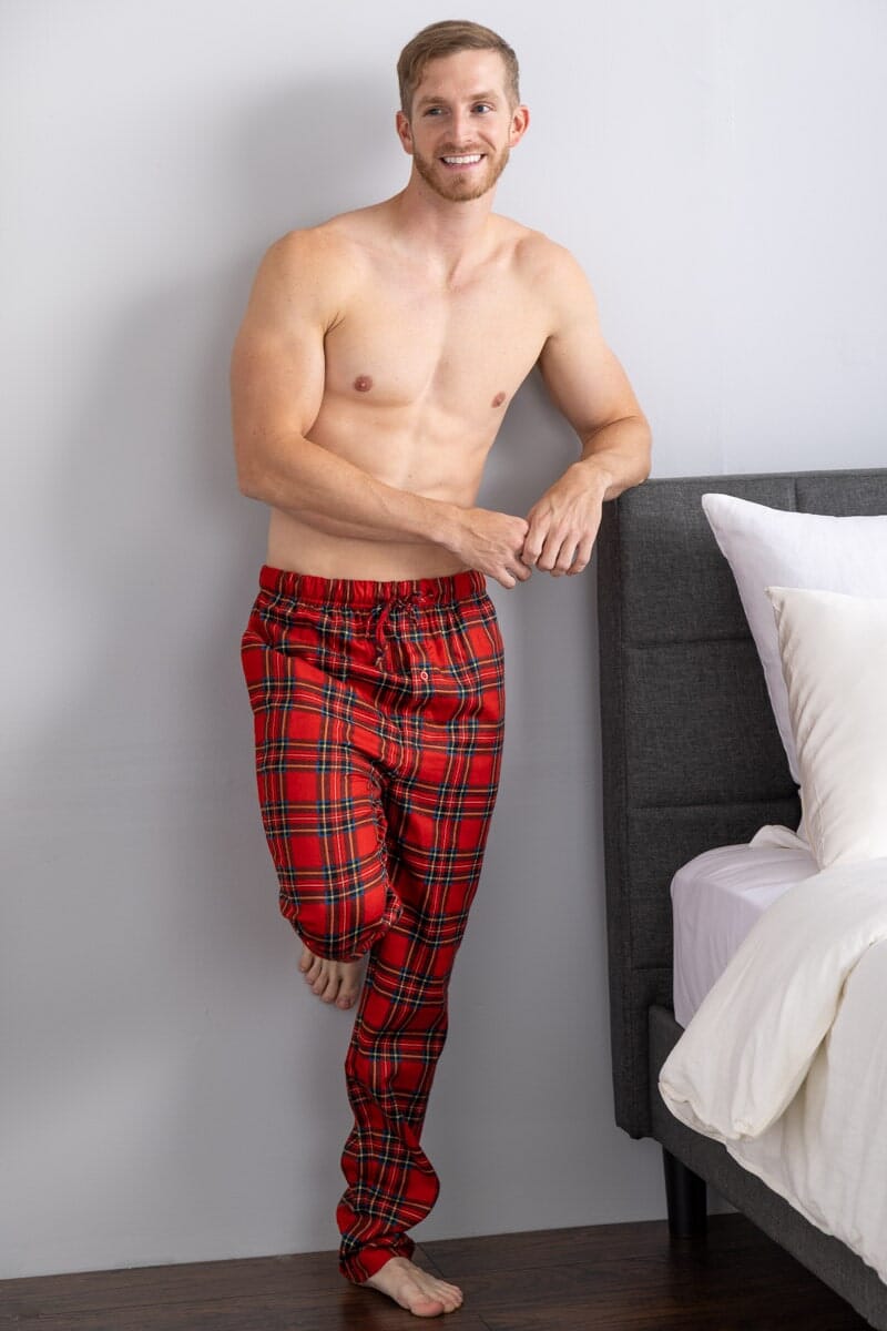 Men's EcoFlannel™ Plaid Pajama Pants Mens>Sleep and Lounge>Pants Fishers Finery Red Plaid Large