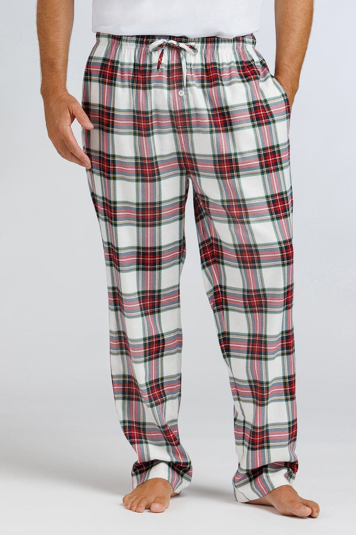Men's EcoFlannel™ Plaid Pajama Pants Mens>Sleep and Lounge>Pants Fishers Finery Red White Plaid Small