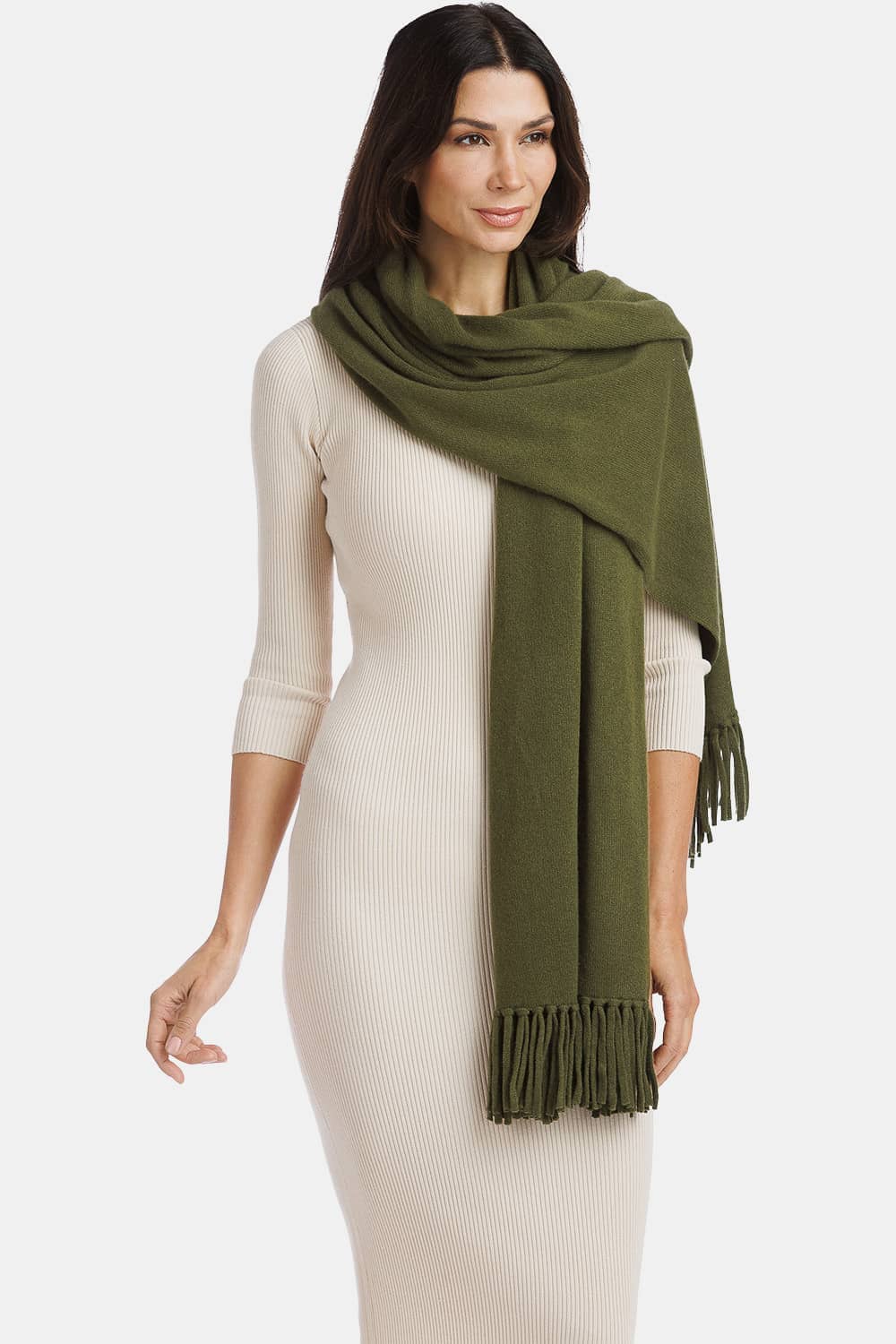 Women's 100% Pure Cashmere Knit Shawl Wrap with Fringe and Gift Box Womens>Accessories>Scarf Fishers Finery