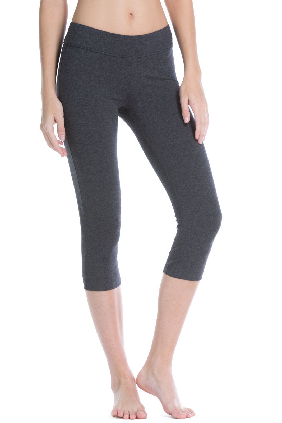 Women's EcoFabric™ 18" Yoga Capri Workout Legging Womens>Activewear>Yoga Pants Fishers Finery Heather Gray Small