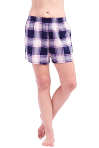Women's EcoFlannel™ Plaid Sleep / Lounge Boxer Womens>Sleepwear>Boxer Fishers Finery Navy Pink Large
