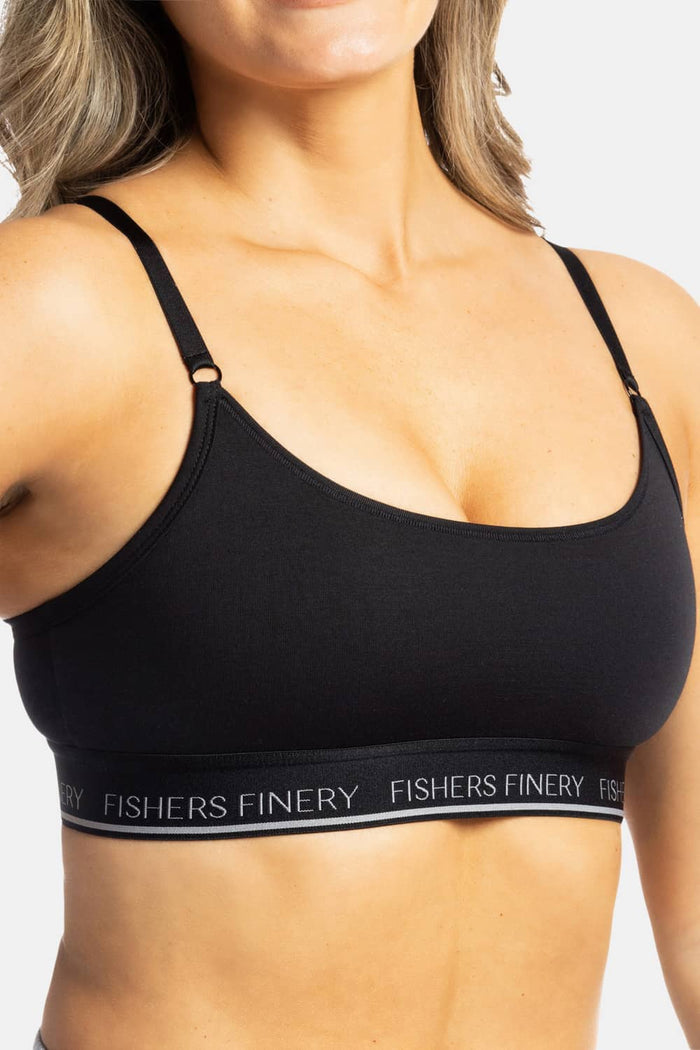 Women's Everyday Lightweight Adjustable Bralette Womens>Casual>Bra Fishers Finery Black XS Single Pack