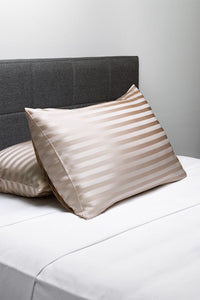 25 Momme 100% Pure Mulberry Silk Pillowcase - Good Housekeeping "All-Star Standout" Home>Bedding>Pillowcase Fishers Finery Striped Taupe Standard Single