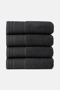 Texere 100% Organic Cotton Rice Weave Towel Set Fishers Finery Black 4 Bath Towels Stack