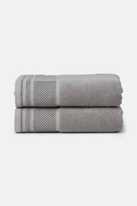 Texere 100% Organic Cotton Rice Weave Towel Set Fishers Finery Cathedral Gray 2 Bath Towels Stack