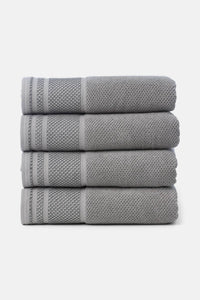Texere 100% Organic Cotton Rice Weave Towel Set Fishers Finery Cathedral Gray 4 Bath Towels Stack