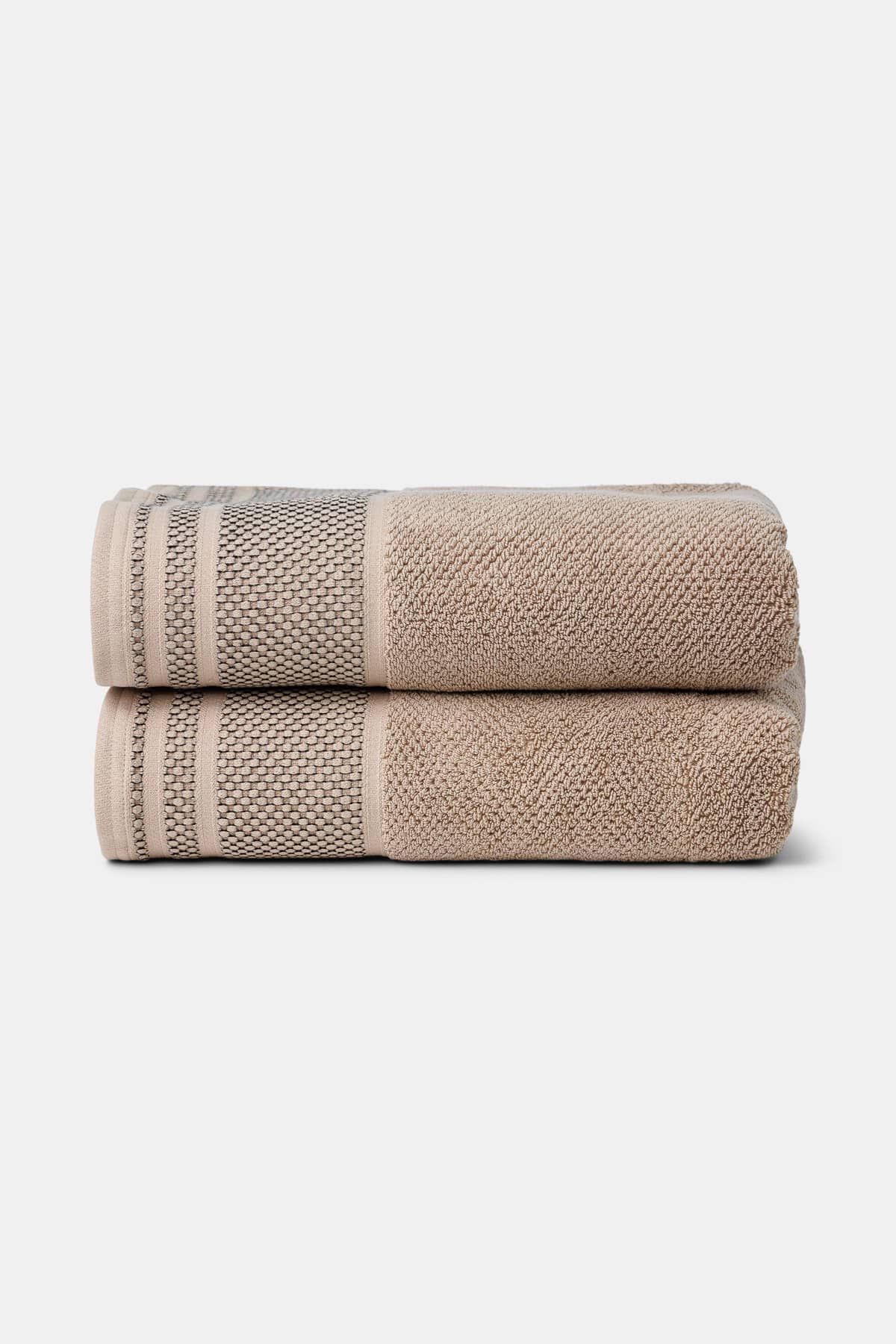 Texere 100% Organic Cotton Rice Weave Towel Set Fishers Finery Oxford Tan 2 Bath Towels Stack