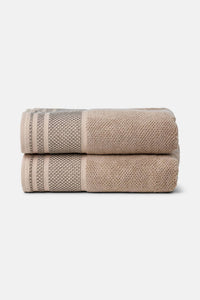 Texere 100% Organic Cotton Rice Weave Towel Set Fishers Finery Oxford Tan 2 Bath Towels Stack