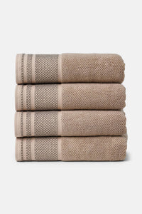Texere 100% Organic Cotton Rice Weave Towel Set Fishers Finery Oxford Tan 4 Bath Towels Stack