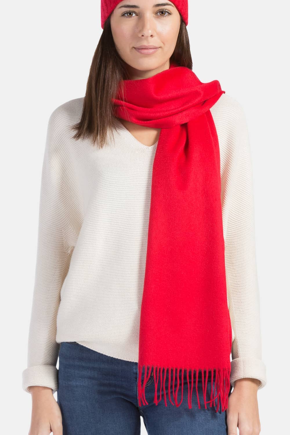 Women's Classic 100% Pure Cashmere Scarf Womens>Accessories>Scarf Fishers Finery Cardinal Red One Size 