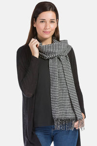 Women's Classic 100% Pure Cashmere Scarf Womens>Accessories>Scarf Fishers Finery Houndstooth One Size 