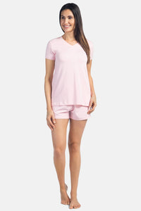 Women's EcoFabric™ Pajama Set with Gift Box - Relaxed Tee and Boxer Short Womens>Sleep and Lounge>Pajamas Fishers Finery Petal Pink Large 