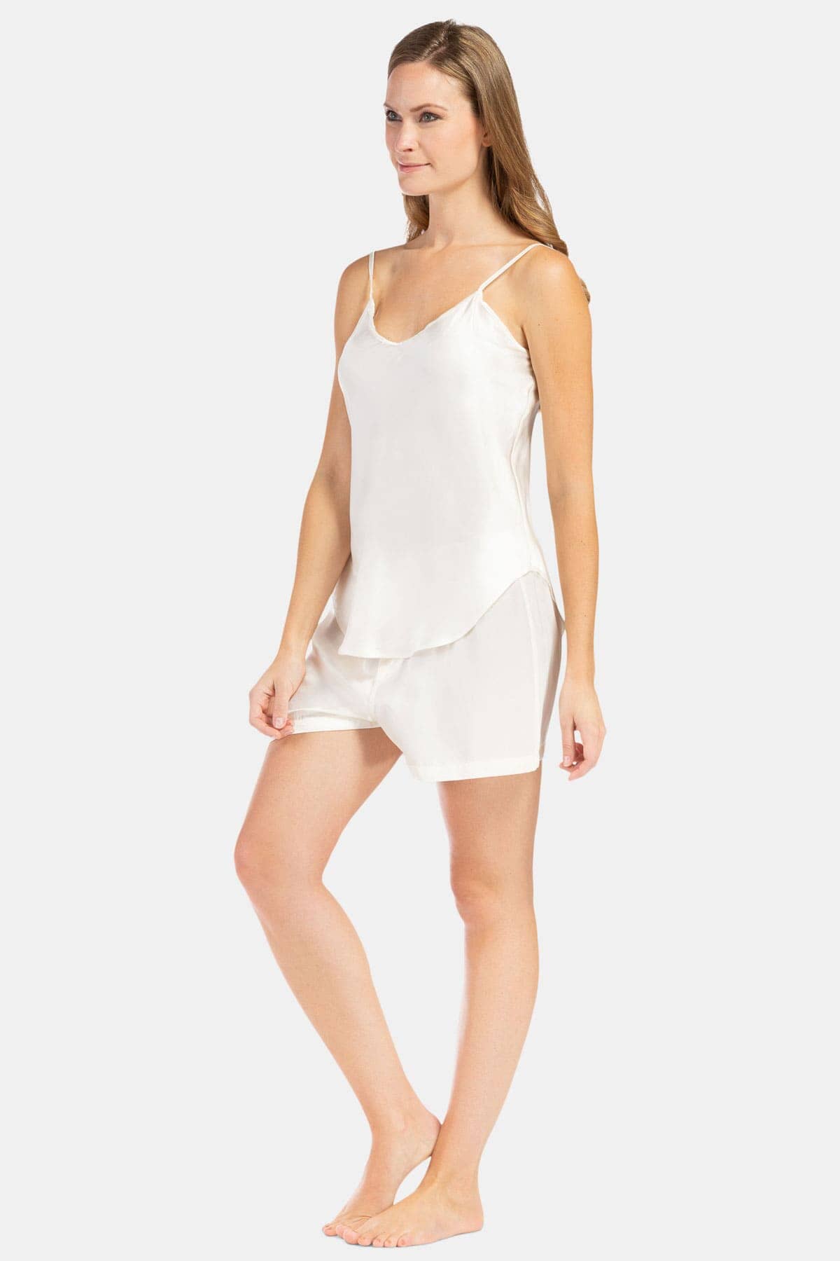 Women's 100% Mulberry Silk Cami and Boxer Pajama Set with Gift Box Womens>Sleepwear>Cami Set Fishers Finery