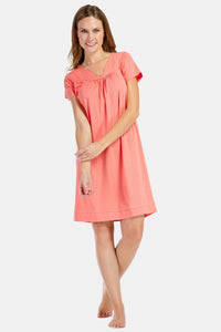 Women's Short Sleeve EcoFabric™ Nightgown - Relaxed Fit Womens>Sleepwear>Nightgown Fishers Finery Coral X-Small 