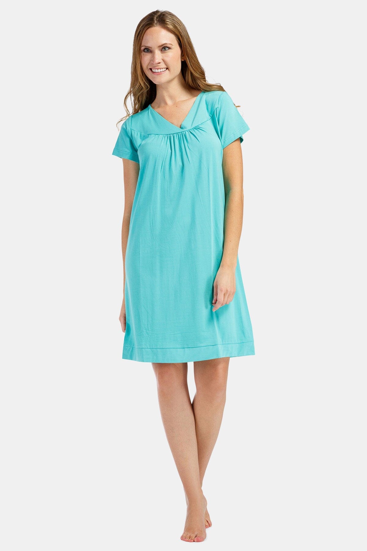 Women's Short Sleeve EcoFabric™ Nightgown - Relaxed Fit Womens>Sleepwear>Nightgown Fishers Finery Turquoise X-Small 