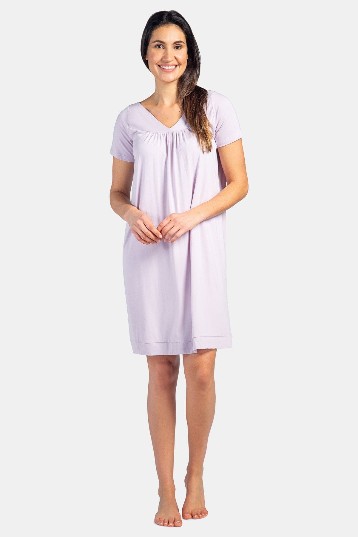 Women's Short Sleeve EcoFabric™ Nightgown - Relaxed Fit Womens>Sleepwear>Nightgown Fishers Finery Lavender Fog X-Small 