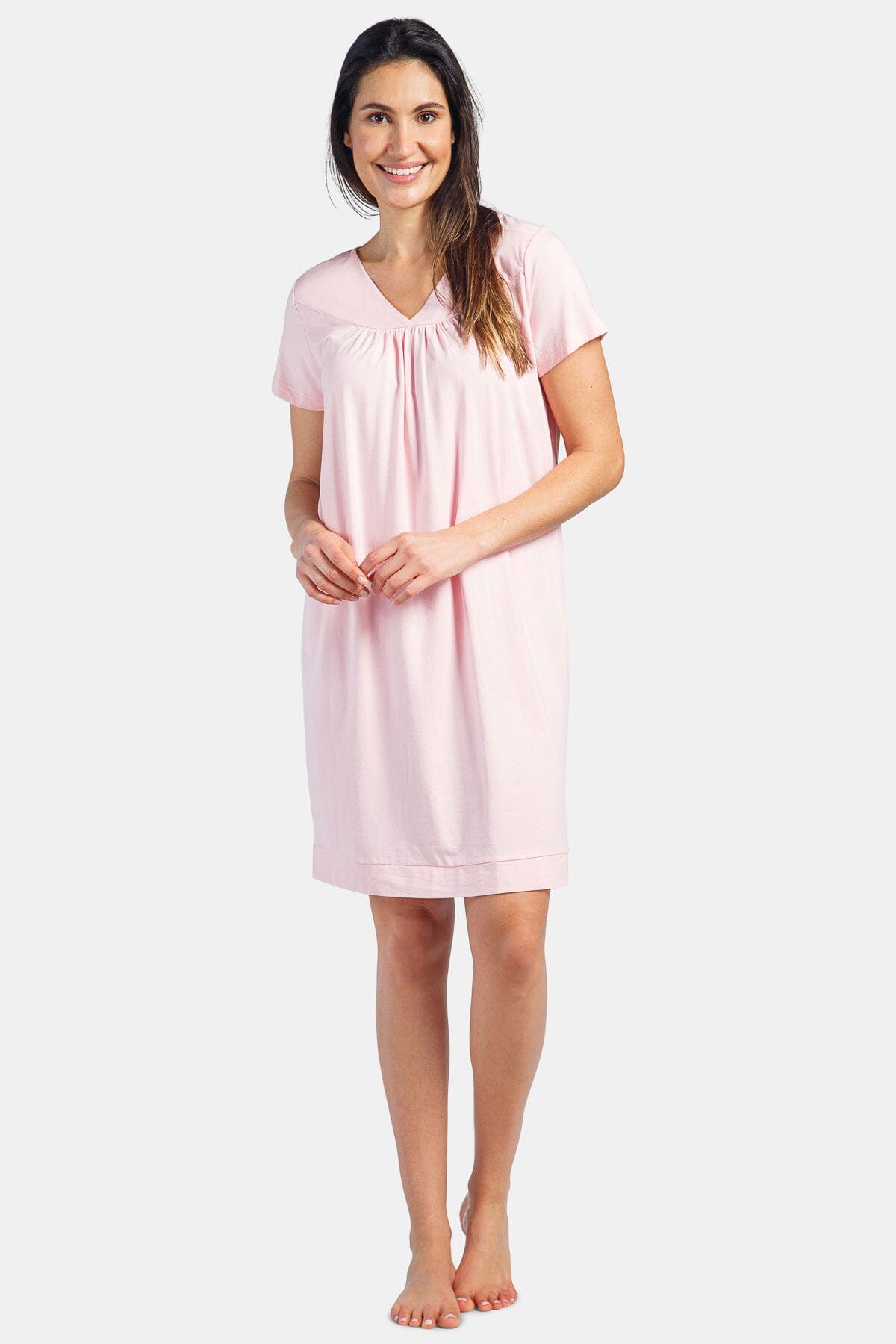 Women's Short Sleeve EcoFabric™ Nightgown - Relaxed Fit Womens>Sleepwear>Nightgown Fishers Finery Heavenly Pink X-Small 