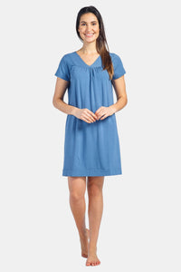 Women's Short Sleeve EcoFabric™ Nightgown - Relaxed Fit Womens>Sleepwear>Nightgown Fishers Finery Moonlight Blue X-Small 