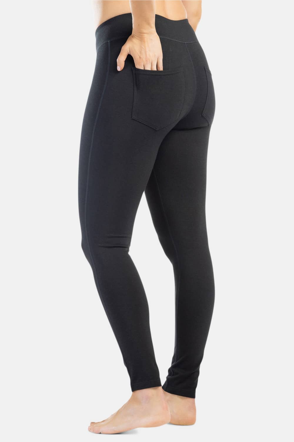 Women’s EcoFabric™ Ankle Length Legging With Back Pockets Womens&gt;Activewear&gt;Yoga Pants Fishers Finery Black X-Small Petite