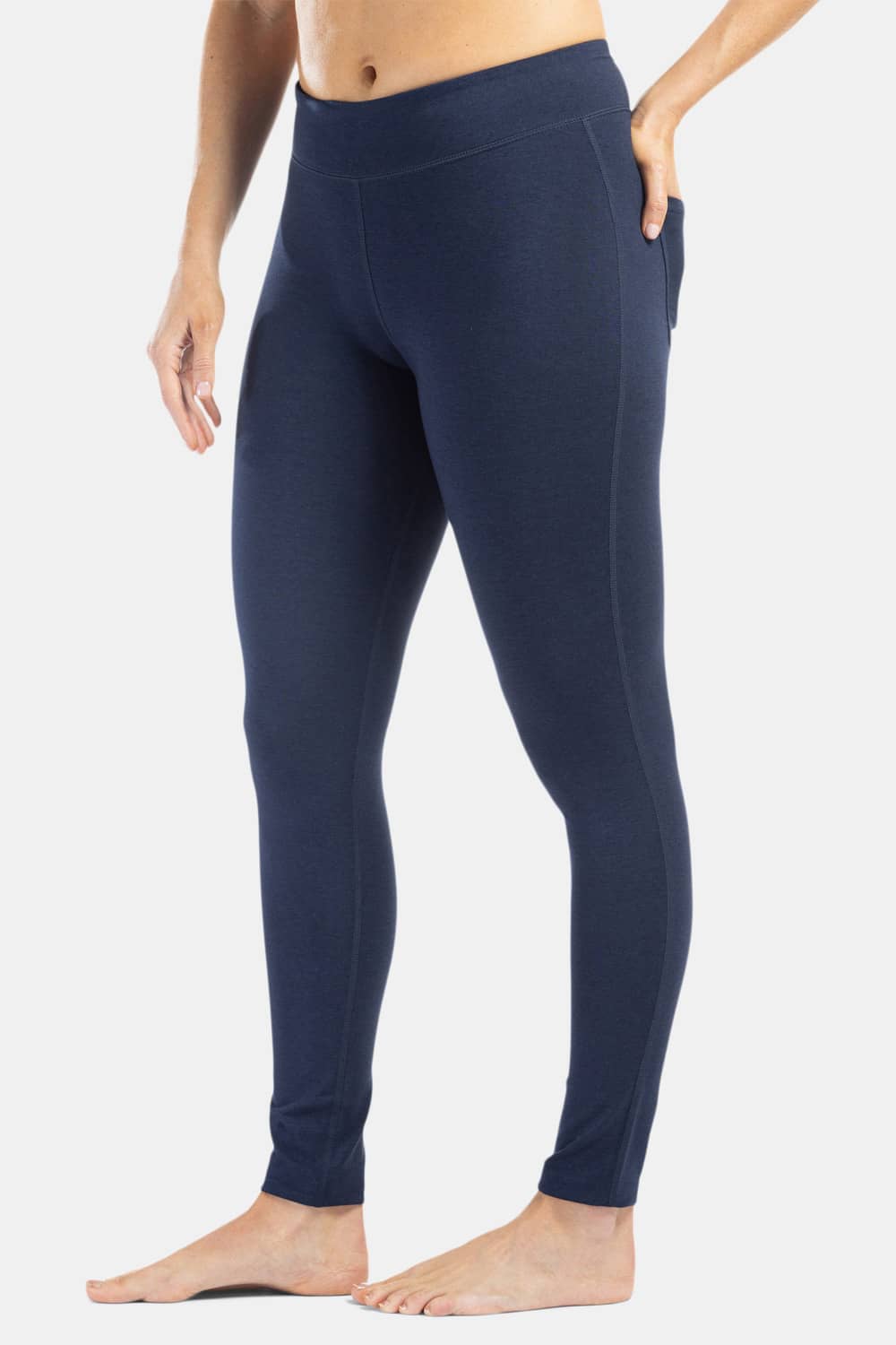 Women’s EcoFabric™ Ankle Length Legging With Back Pockets Womens>Activewear>Yoga Pants Fishers Finery Navy X-Small Regular