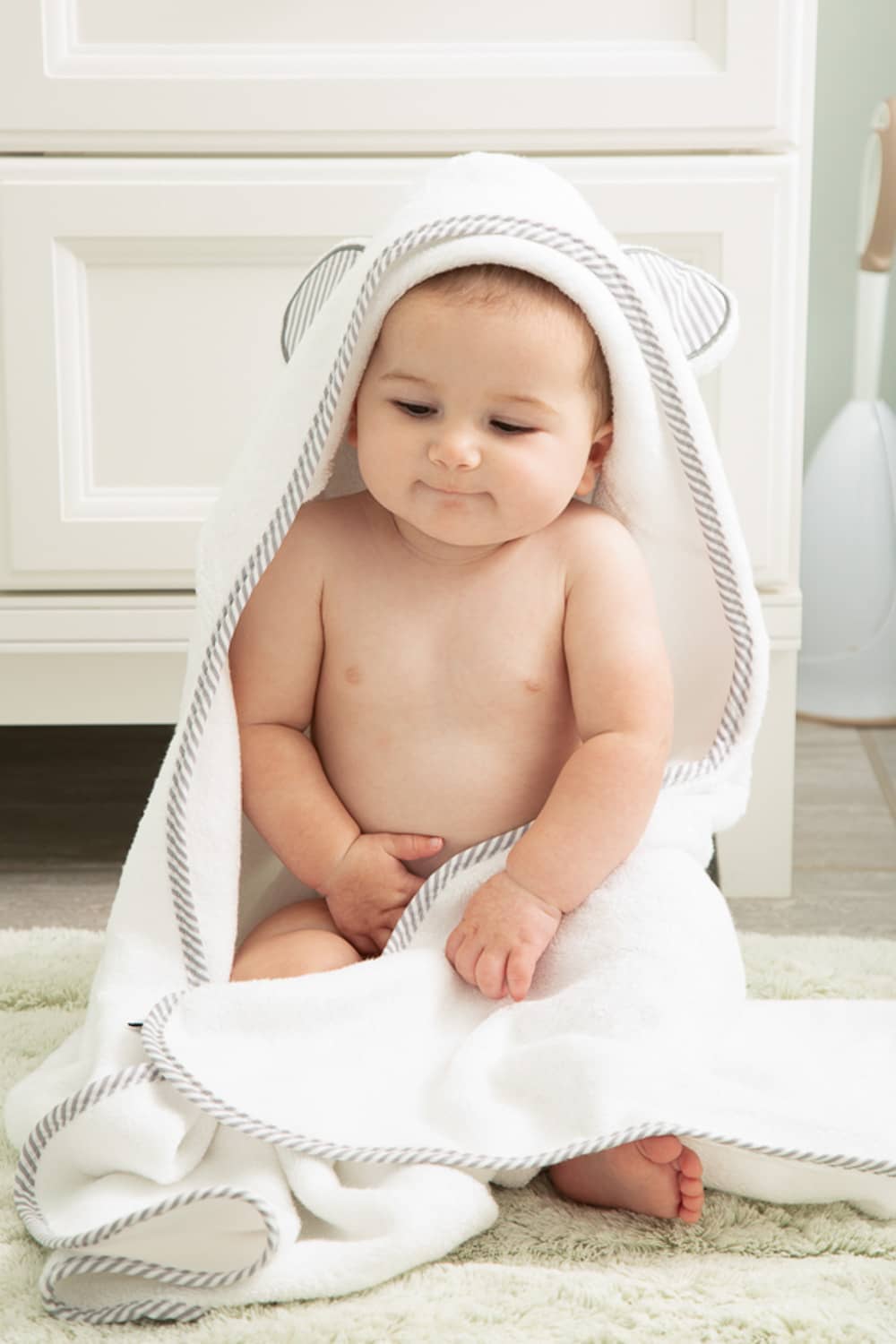 Maternity Baby Hooded Bath Towel Wash Mitten Set Fishers Finery