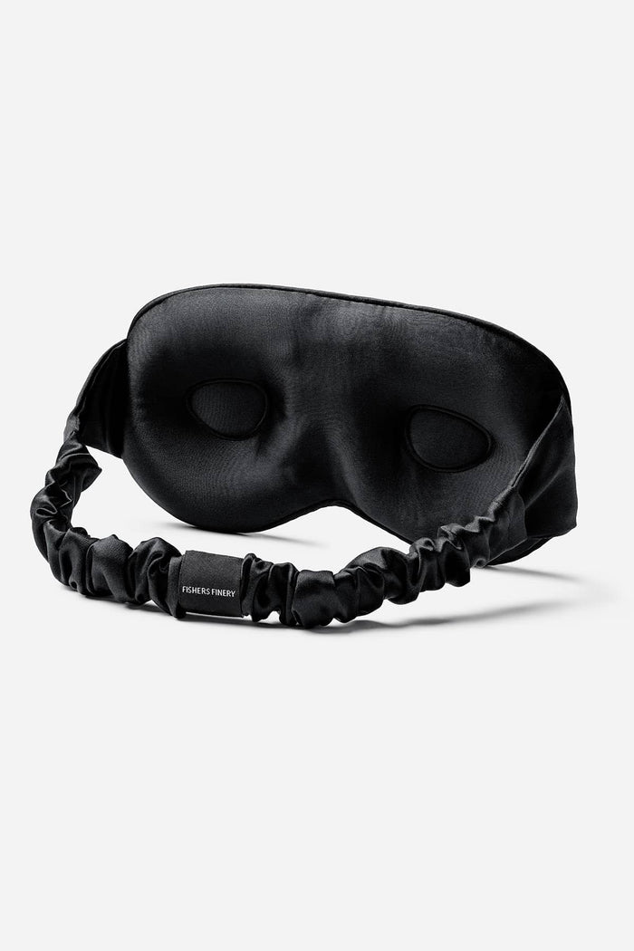 100% Organic Mulberry Silk Contoured Sleep Mask with Gift Box - NEW DESIGN Beauty>Masks Fishers Finery Black 
