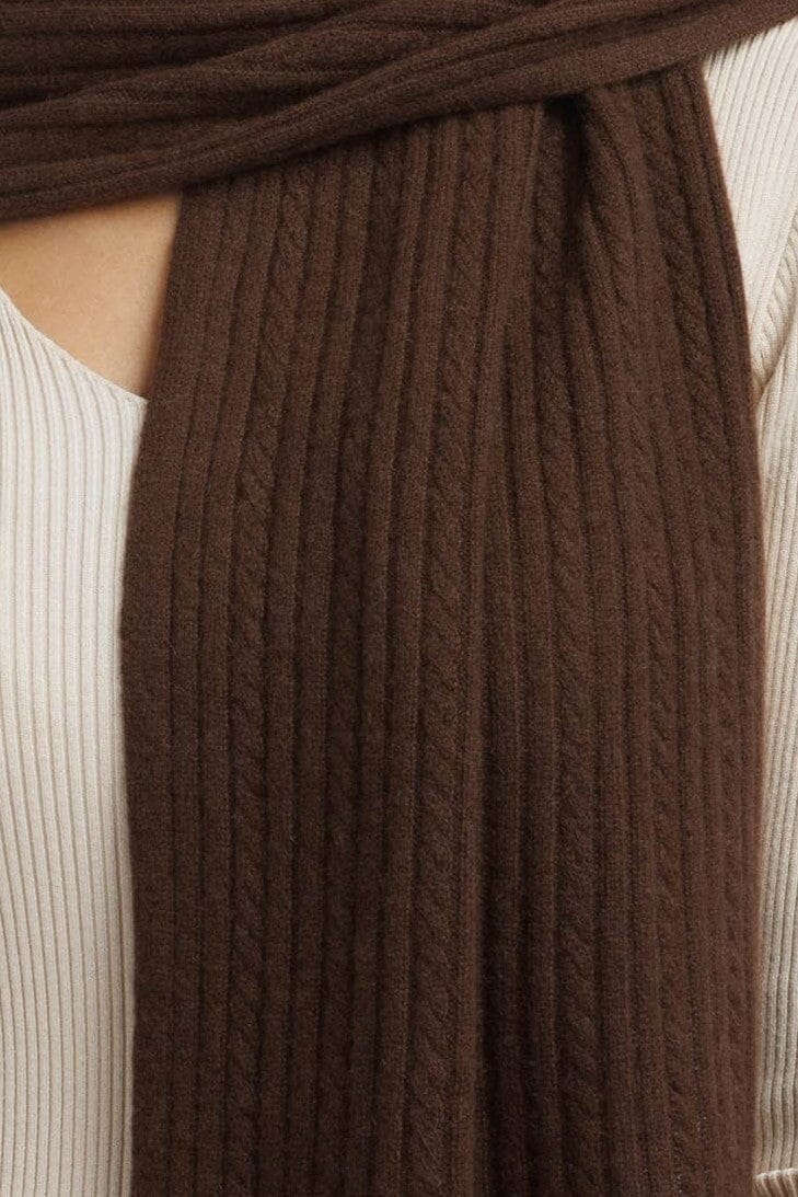 Women's 100% Cashmere Cable Knit Scarf with Gift Box Womens>Accessories>Scarf Fishers Finery 