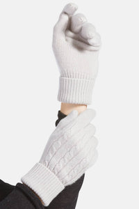 Women's 100% Pure Cashmere Cable Knit Gloves Womens>Accessories>Gloves Fishers Finery Stone One Size 