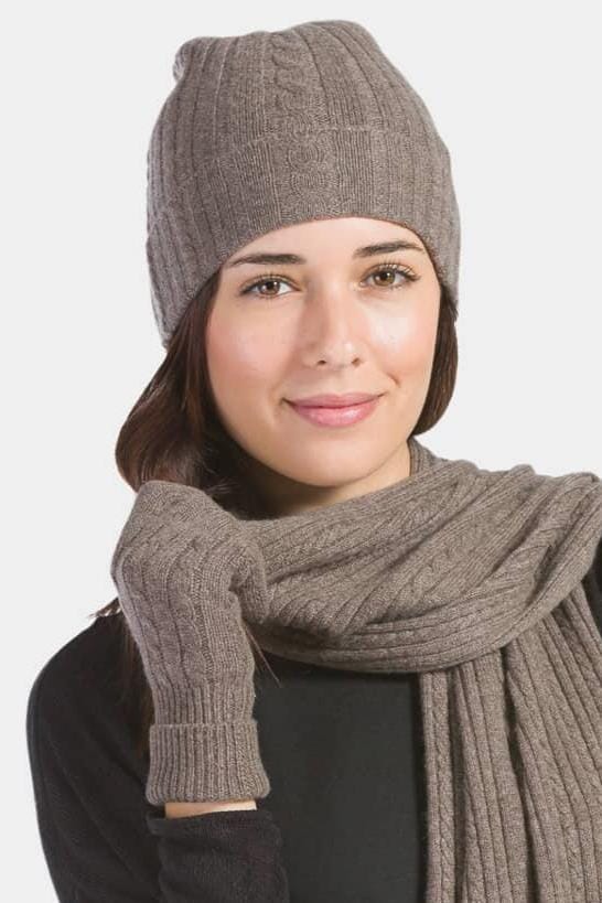 Women's 100% Pure Cashmere Cable Knit Hat Womens>Accessories>Hat Fishers Finery 