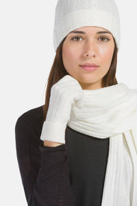 Women's 3pc 100% Pure Cashmere Cable Knit Hat Glove Scarf Set with Gift Box Womens>Accessories>Cashmere Set Fishers Finery