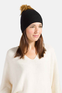 Women's 100% Pure Cashmere Pom Beanie Hat Womens>Accessories>Hat Fishers Finery 